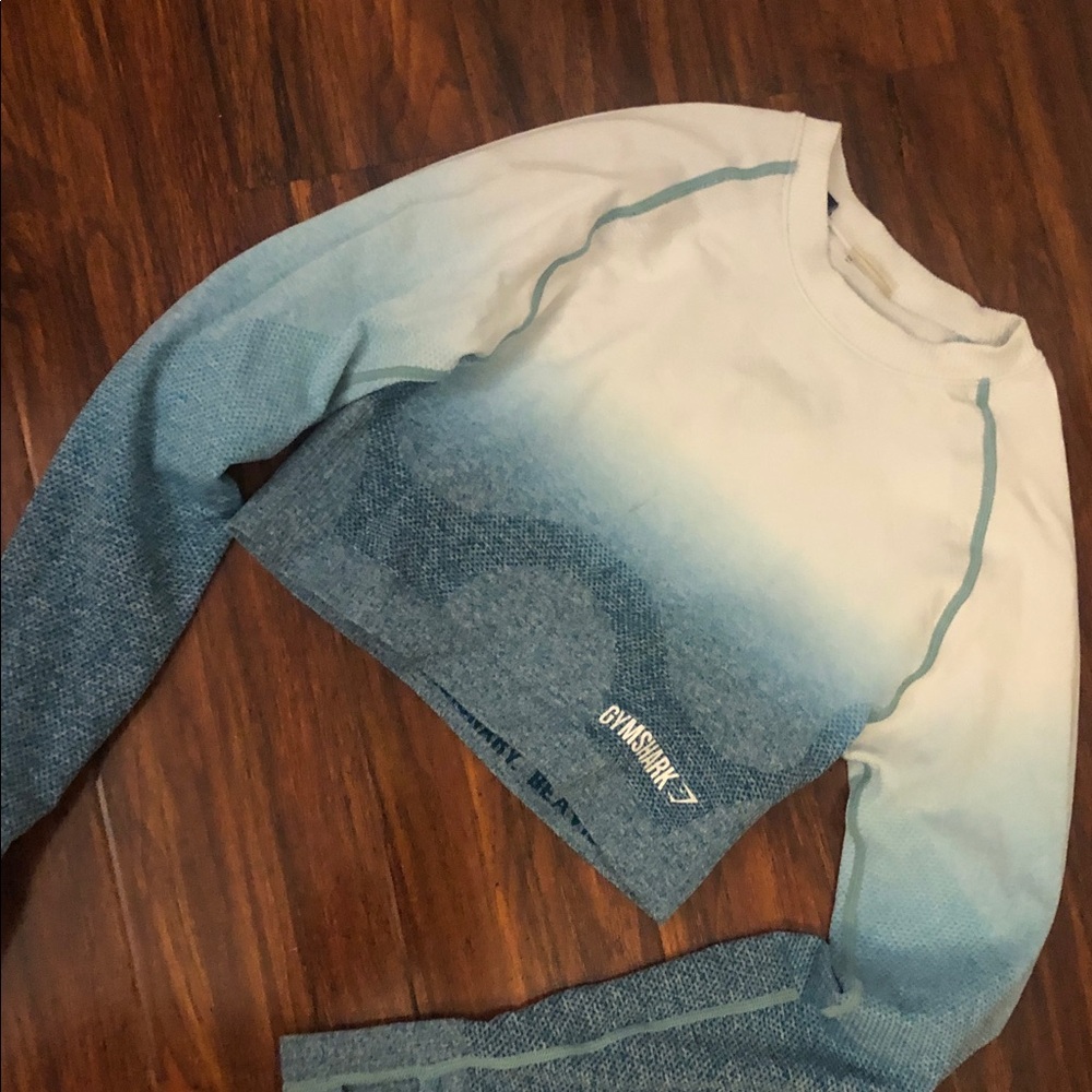 Gymshark Blue and White Ombre Crop Top